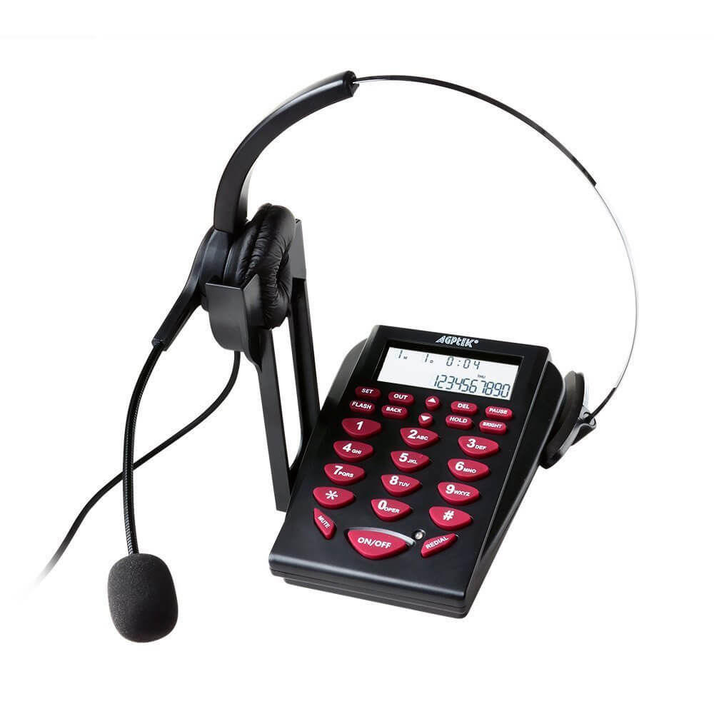 Agptek Hands Free Call Center Noise Cancellation Corded Monaural