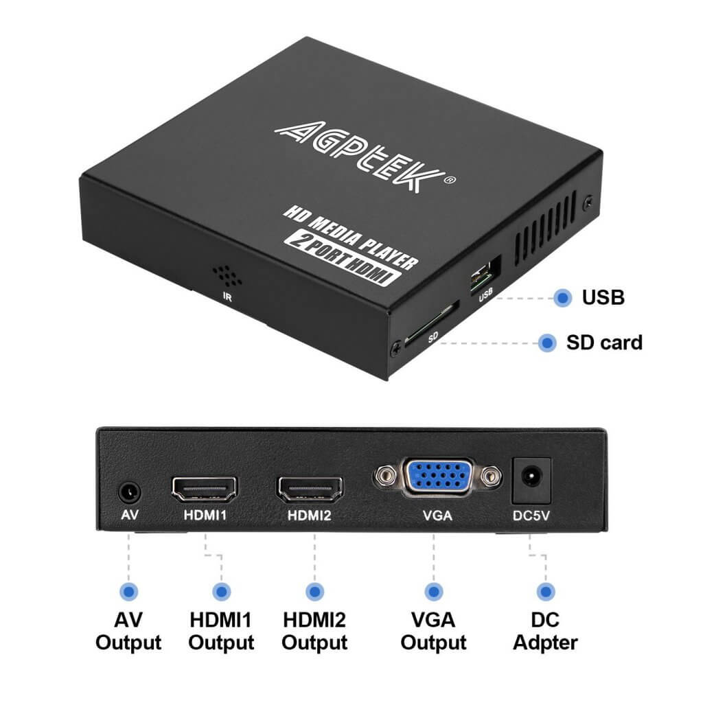 Agptek Media Player Hd Media Player Mini Hd Tv Player Usb P Hdmi Av Player Mkv Rm Sd