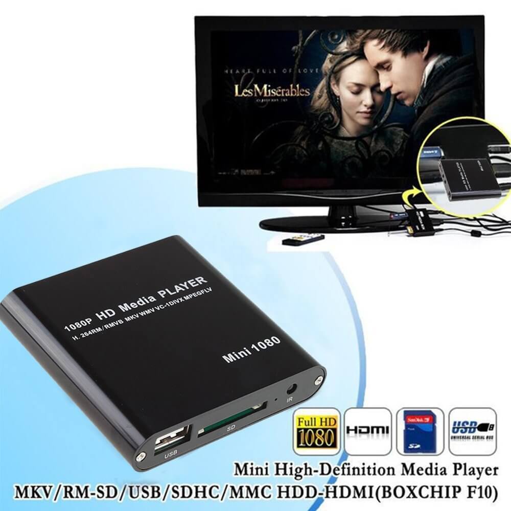 Mini lecteur multimédia HDD HDMI, 1080p, full HD, ultra numérique pour  MKV/tout de même, disque dur, clés USB et cartes SD