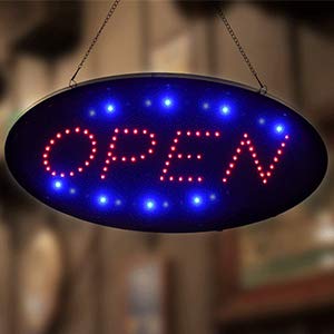  LED Open Sign, AGPTEK 19x10inch LED Business Open Sign  Advertisement Board Electric Display Sign, Two Modes Flashing & Steady  Light, for Business, Walls, Window, Shop, bar, Hotel,with Open/Close Sign 