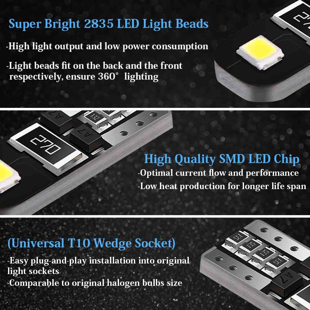 AGPTEK 2835 Chipset LED Bulbs Compact Wedge W5W T10 168 194 2825