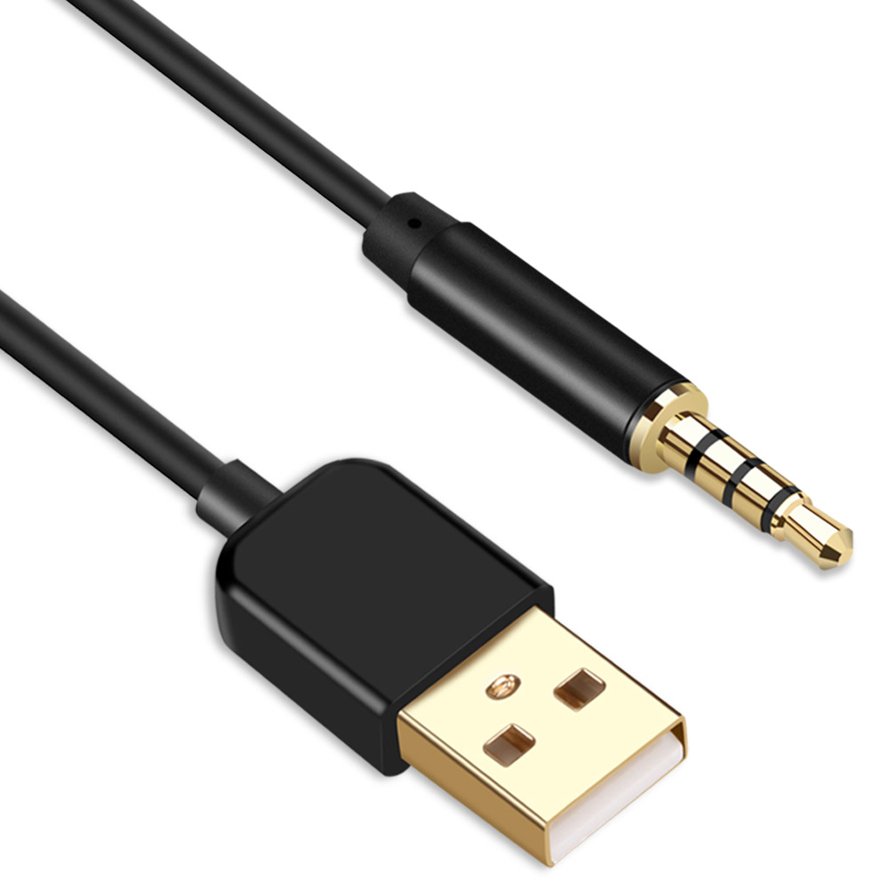 AGPTEK 3.5mm AUX Audio Jack Male to USB 2.0 Male Data Sync and Charge  Cable, Gold-Plated Adapter 0.8M Charging Lead for MP3 MP4 Players Voice  Recorder and Speaker