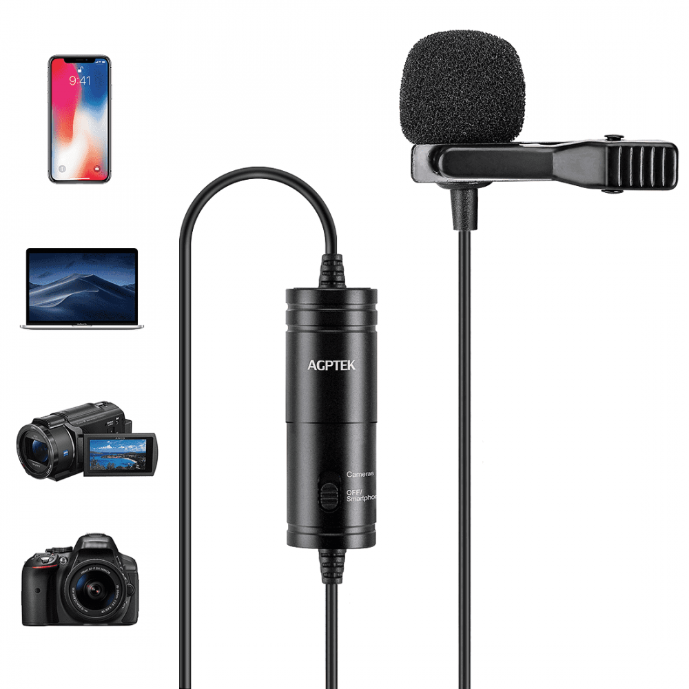 AGPtek Dual Wireless Lavalier Microphone for Apple iPhone 13 12 11
