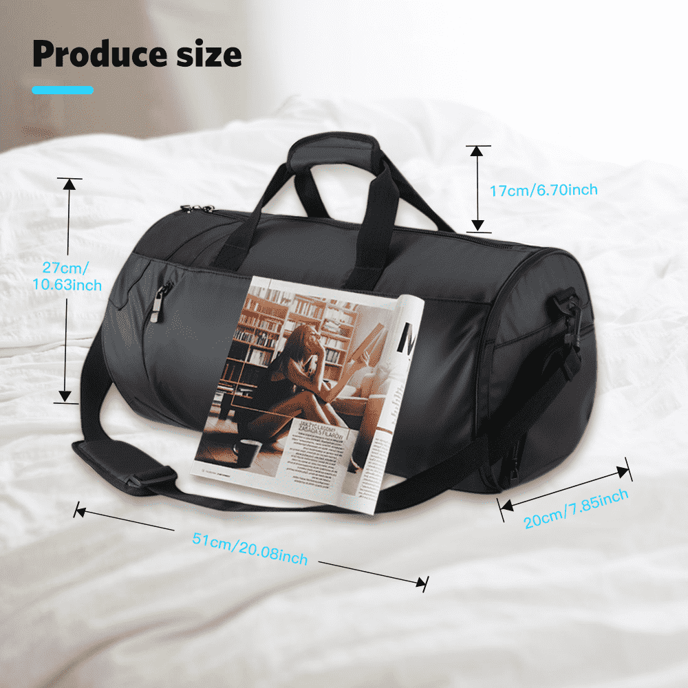 Duffle Bag, Gym Bag for Women, Travel Bag with Shoe Compartment, Clear  Duffle Bag with Dry Wet Pocket and Shoulder Strap - Black