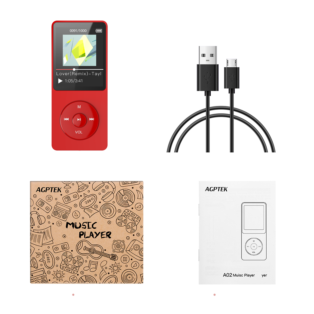 agptek a02x 32gb mp3 player