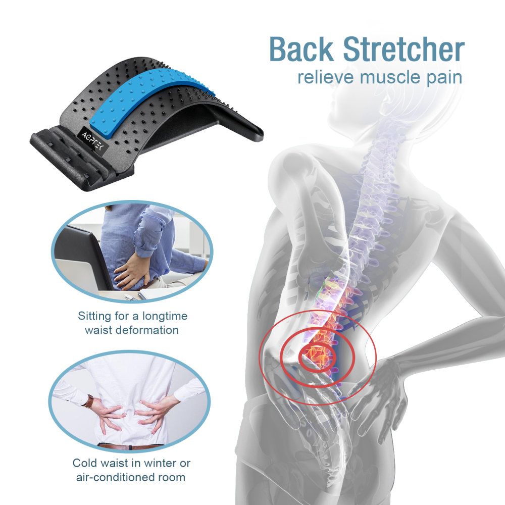 Back Stretcher for Pain Relief, AGPTEK Lumbar Support Lower Back Stretching  Device Adjustable 3 Level Back Massager for Back Pain Relief, Herniated  Disc, Sciatica, Scoliosis