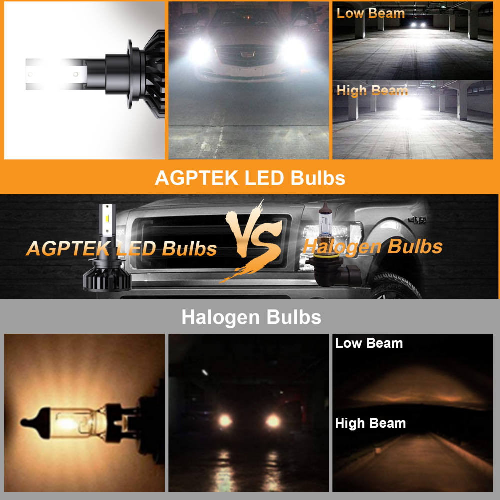 AGPTEK 2 X 42W 10000LM H7 Phare de Voiture à LED 6000K, Ampoule