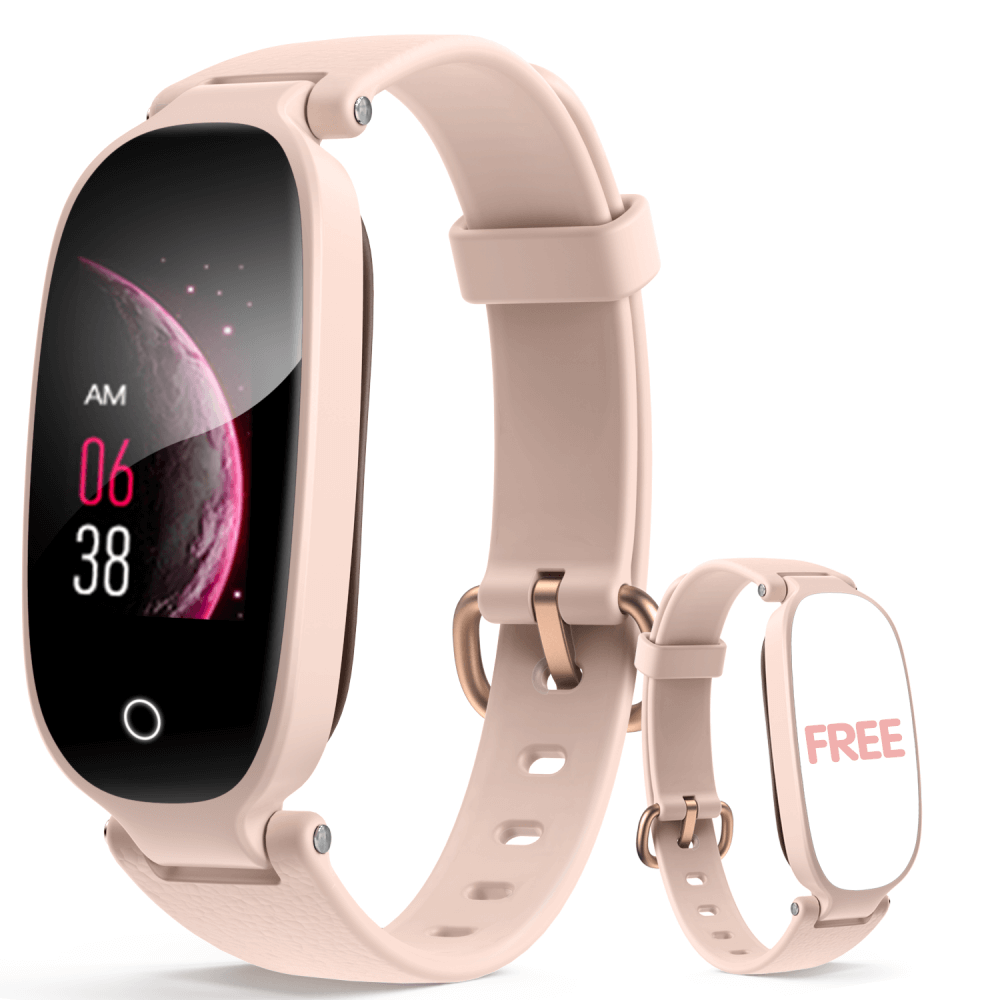 AGPTEK Smart Watch for Women Smartwatch for Android and iOS Phones IP68  Waterproof Activity Tracker with Full Touch Color Screen Heart Rate Monitor  Pedometer Sleep Monitor Pink Rose gold case with pink