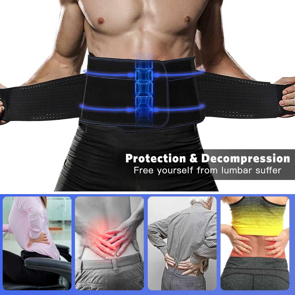  TANGIST - Cinturón lumbar para alivio del dolor de espalda y  prevención de lesiones, doble tirón inferior de la espalda para mujeres y  hombres (tamaño: M) : Salud y Hogar